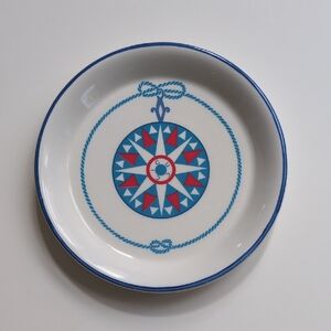 Gucci Nautical Compass Porcelain Round‎ Trinket Dish Tray - 4.5" Red White Blue